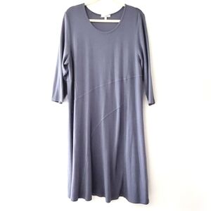 Kleen Cotton Modal A-line Dress Size 1X Lagenlook Soft Relaxed Fit Pullover Midi